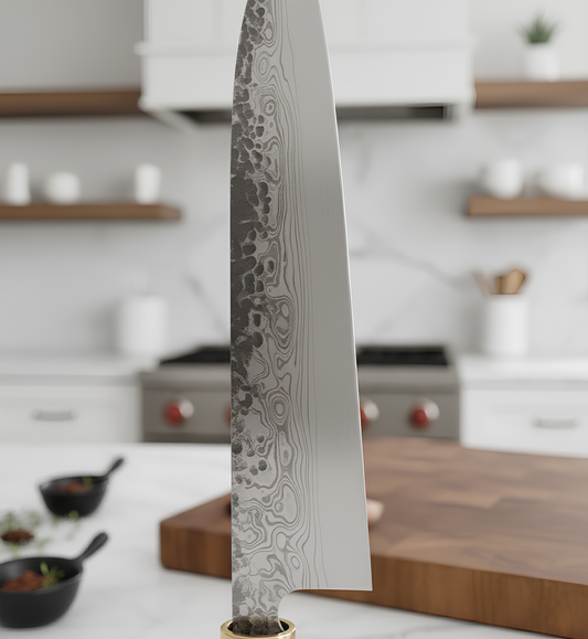 Santoku Japonais VG10 Forgé – Kensei Kaizen Acier VG10 • Finition martelée • Lame 18 cm