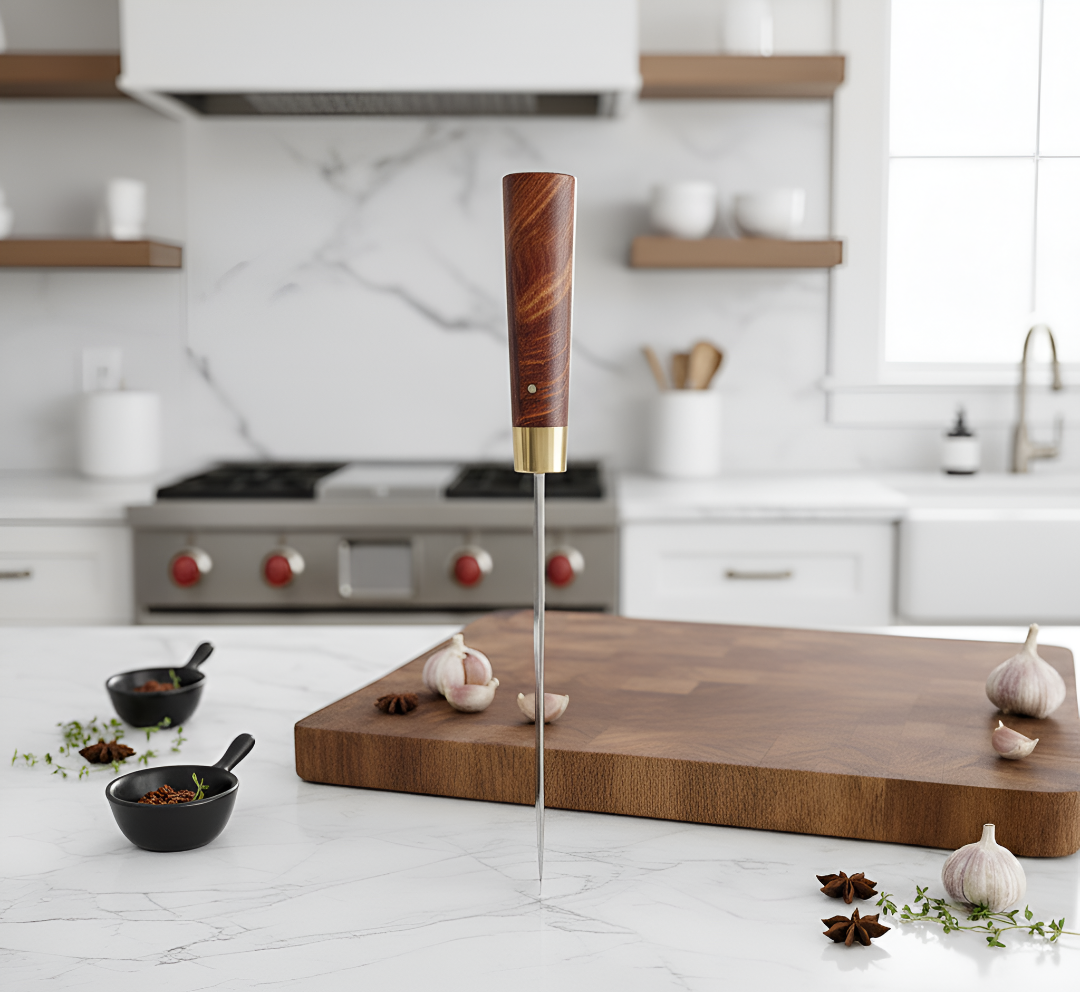 Santoku Japonais VG10 Forgé – Kensei Kaizen Acier VG10 • Finition martelée • Lame 18 cm