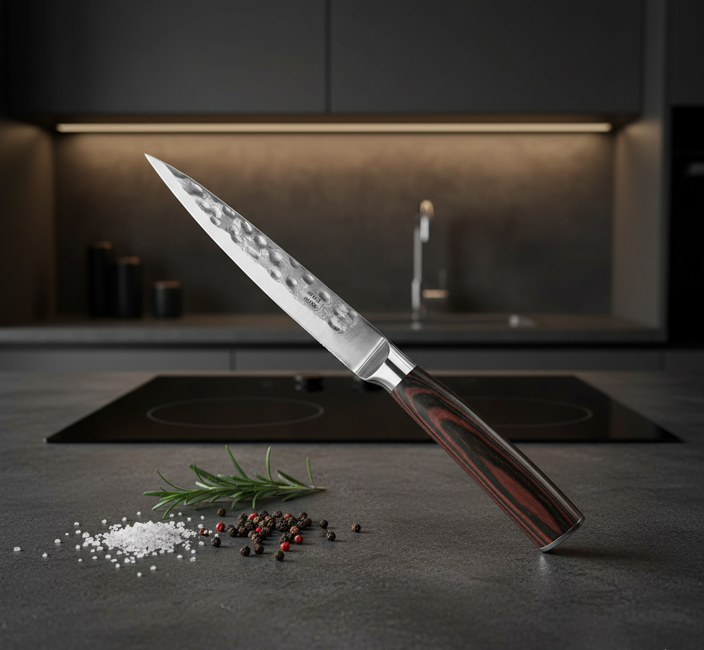 Ensemble Couteaux Martelés Kensei Kaizen™ Kinzoku Set + Support Magnétique en Acacia
