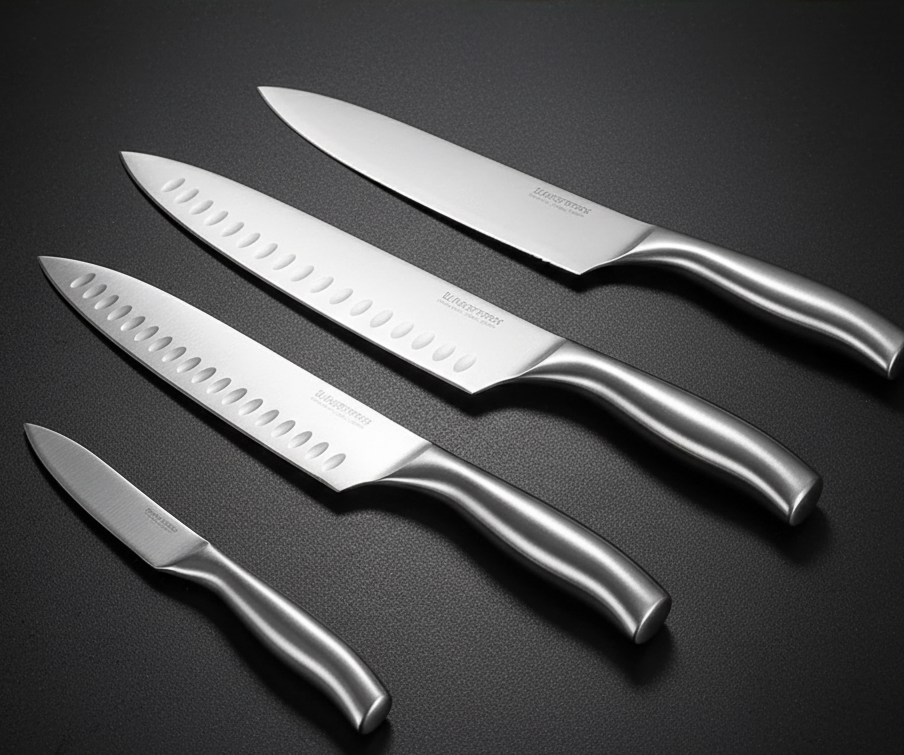 Ensemble de 15 Couteaux Kensei Kaizen™ avec Bloc Auto-Affûtant - Manche Bois Naturel