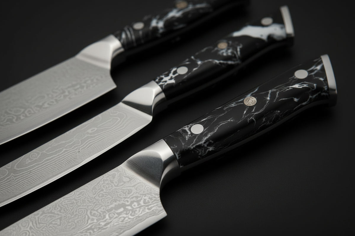 Set de 4 Couteaux Japonais Nagoya | Couteaux de Cuisine Japonais Damas | Collection Premium