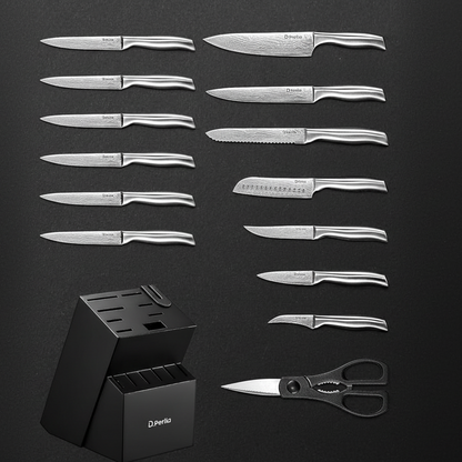 Ensemble de 15 Couteaux Kensei Kaizen™ avec Bloc Auto-Affûtant