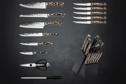Ensemble de 15 Couteaux Kensei Kaizen™ avec Bloc Auto-Affûtant