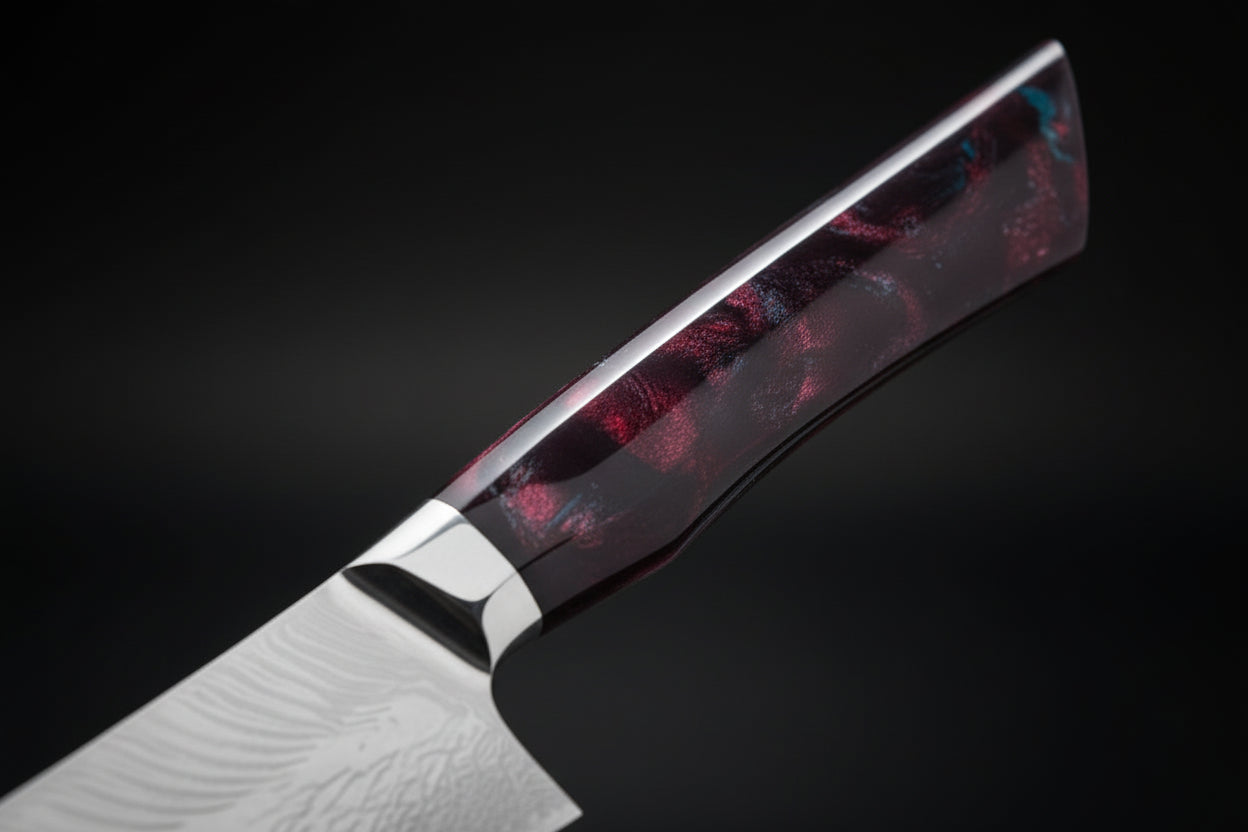 Couteau Japonais Damas | 67 Couches | Couteau de Cuisine Akita | Ultra-Tranchant