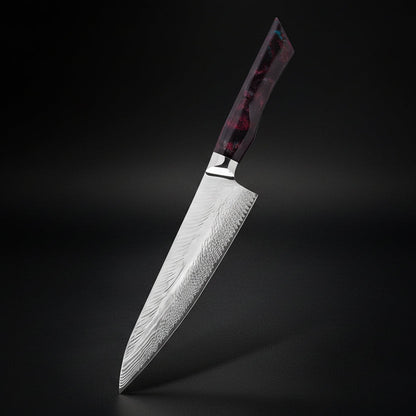 Couteau Japonais Damas | 67 Couches | Couteau de Cuisine Akita | Ultra-Tranchant
