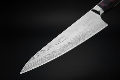 Couteau Japonais Damas | 67 Couches | Couteau de Cuisine Akita | Ultra-Tranchant