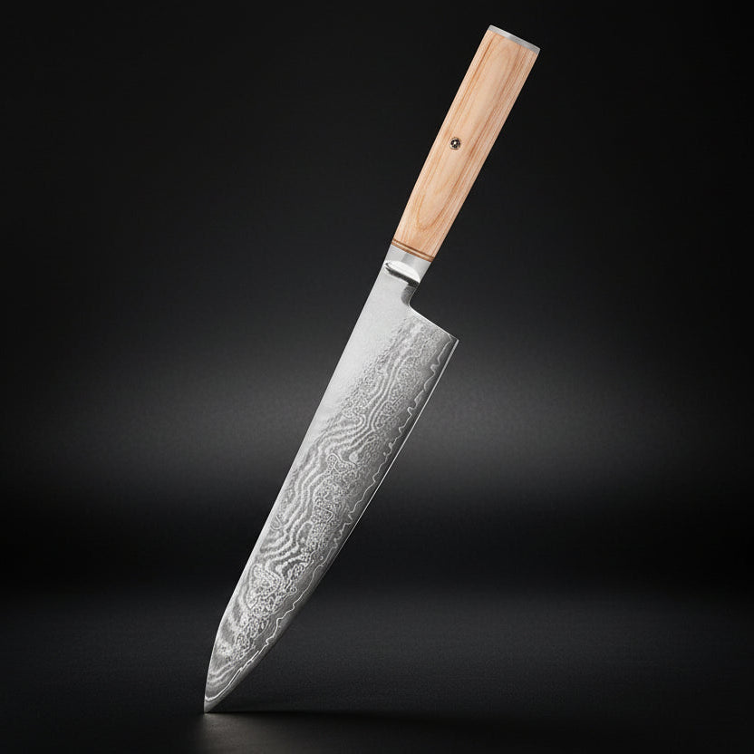 Couteau Japonais de Chef 25 cm Matsu | Couteau de Cuisine Japonais Damas 67 Couches | Ultra-Tranchant