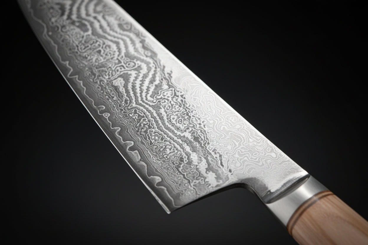Couteau Japonais de Chef 25 cm Matsu | Couteau de Cuisine Japonais Damas 67 Couches | Ultra-Tranchant