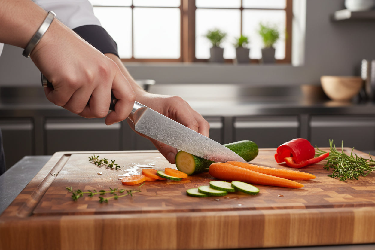 Couteau Japonais Gyuto Kimoya | Couteau de Cuisine Japonais Damas 67 Couches | Ultra-Tranchant