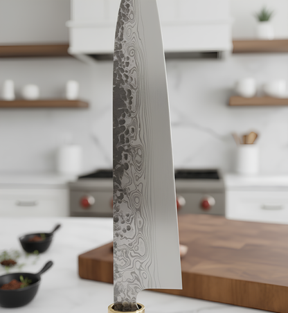 Santoku Japonais VG10 Forgé – Kensei Kaizen Acier VG10 • Finition martelée • Lame 18 cm