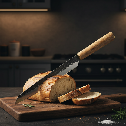 Kami Bread Knife – Kensei Kaizen Couteau à pain • Lame dentelée martelée en acier inoxydable