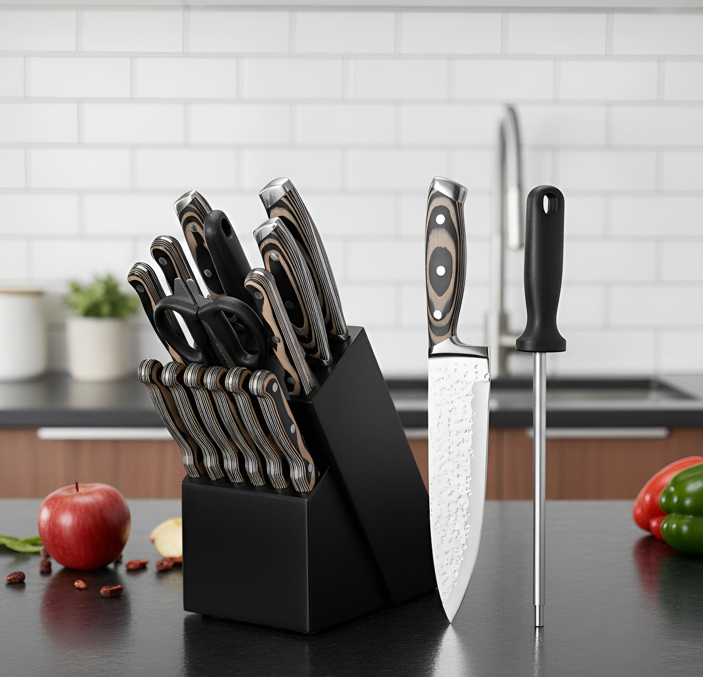 Kensei Kaizen – Kensei Block Set Ensemble de 15 couteaux + Bloc auto-affûtant