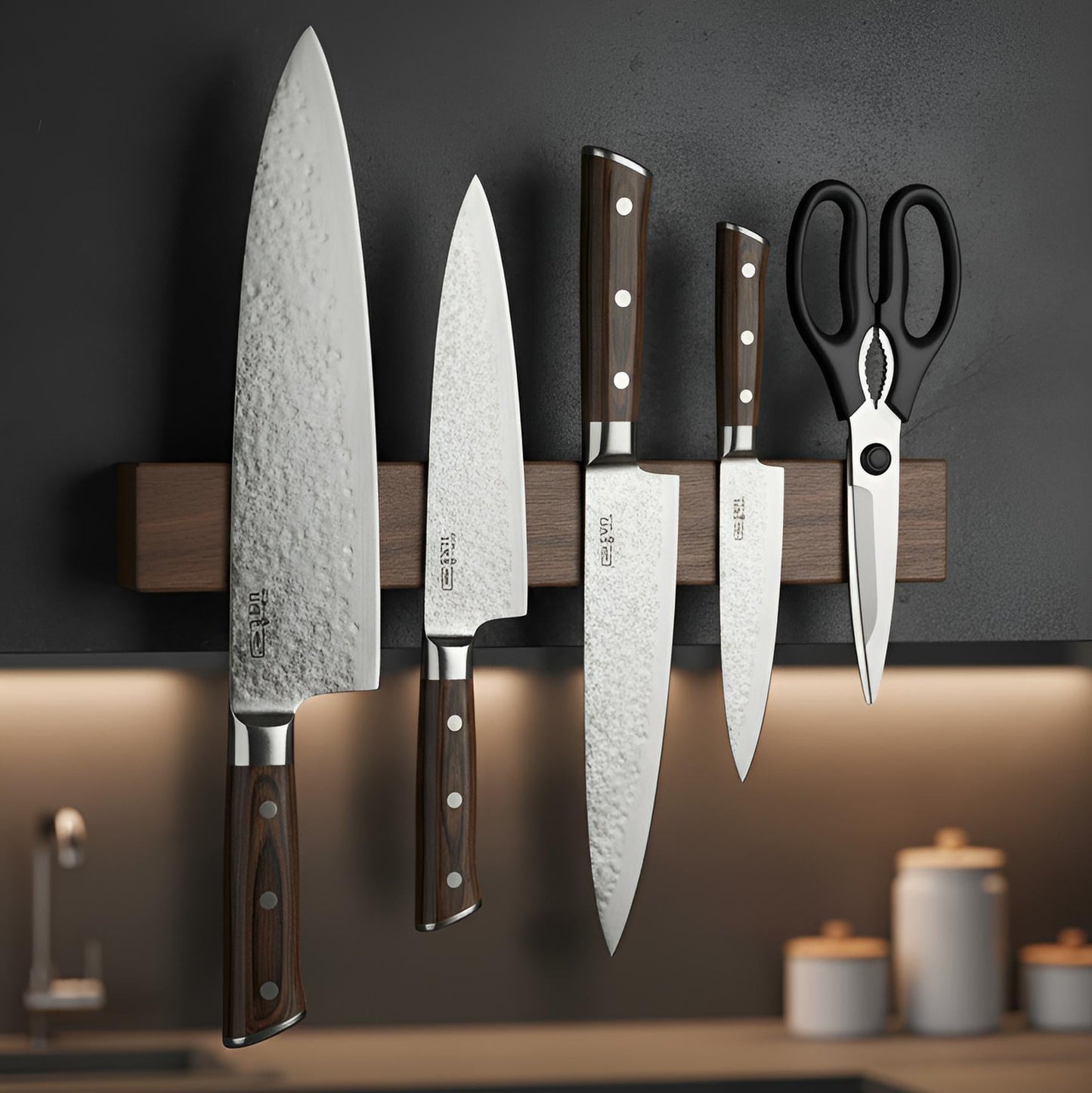 Kawa Magnetic Bar – Kensei Kaizen Porte-couteaux mural en bois massif • Barre magnétique interne