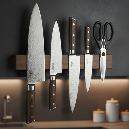 Kawa Magnetic Bar – Kensei Kaizen Porte-couteaux mural en bois massif • Barre magnétique interne