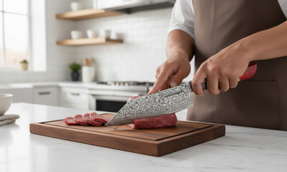 Couteau de chef japonais Damas – Manche résine et bois – Kensei Kaizen