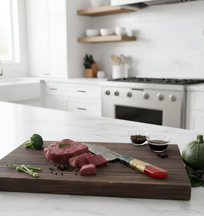 Couteau de chef japonais Damas – Manche résine et bois – Kensei Kaizen