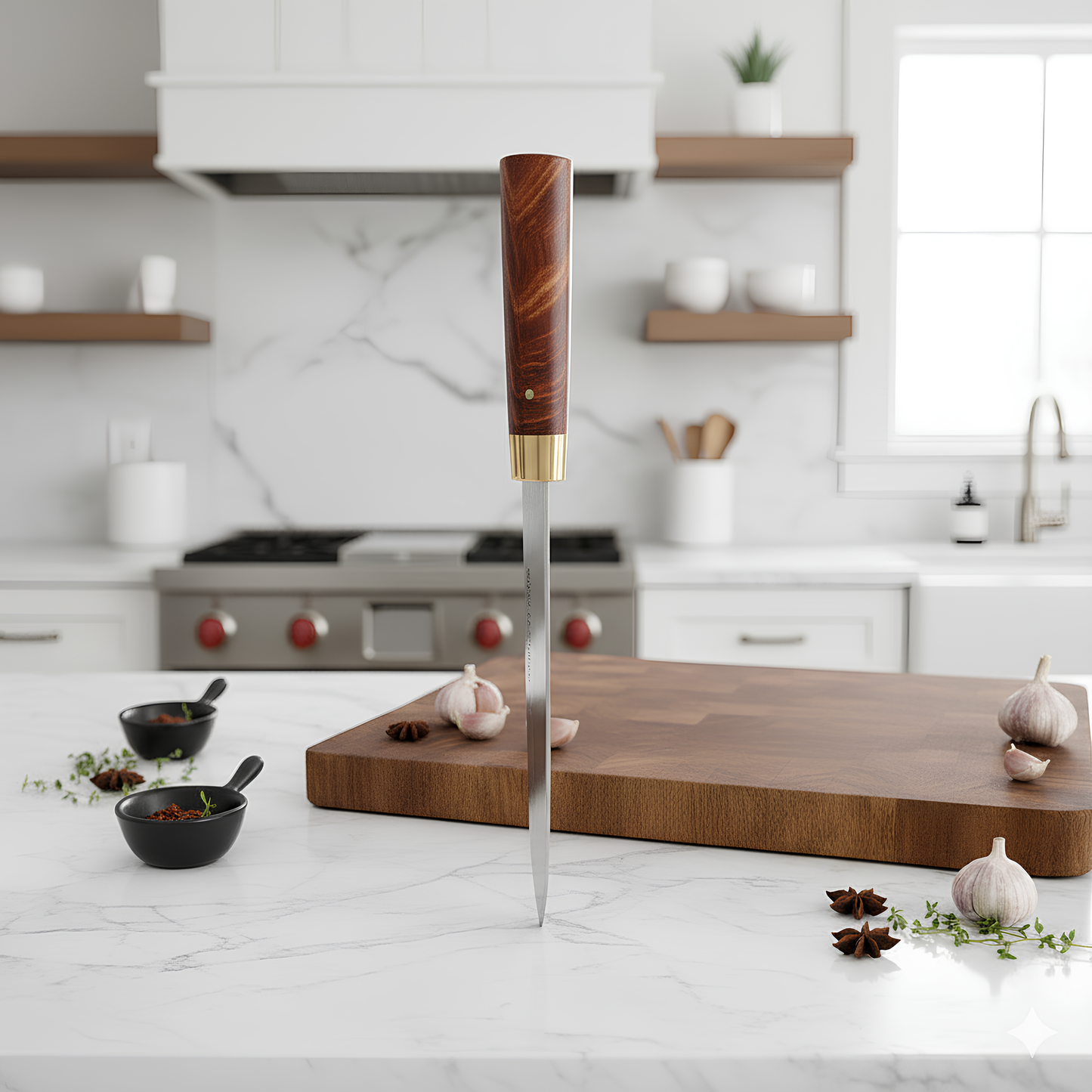 Santoku Japonais VG10 Forgé – Kensei Kaizen Acier VG10 • Finition martelée • Lame 18 cm