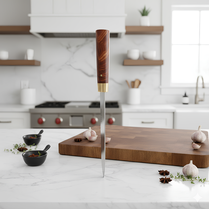 Santoku Japonais VG10 Forgé – Kensei Kaizen Acier VG10 • Finition martelée • Lame 18 cm