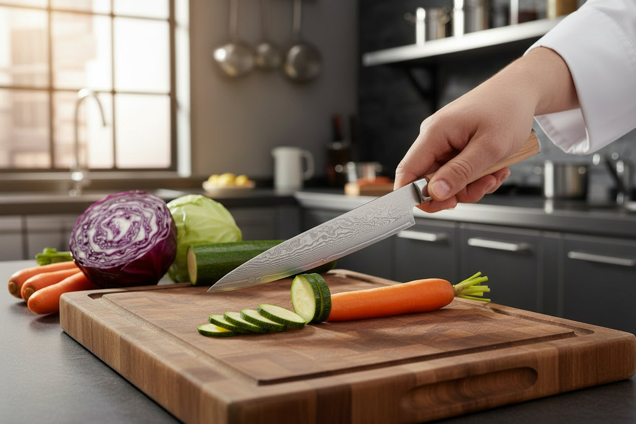 Couteau Japonais Gyuto Matsu | Couteau de Cuisine Japonais Damas 67 Couches | Ultra-Tranchant