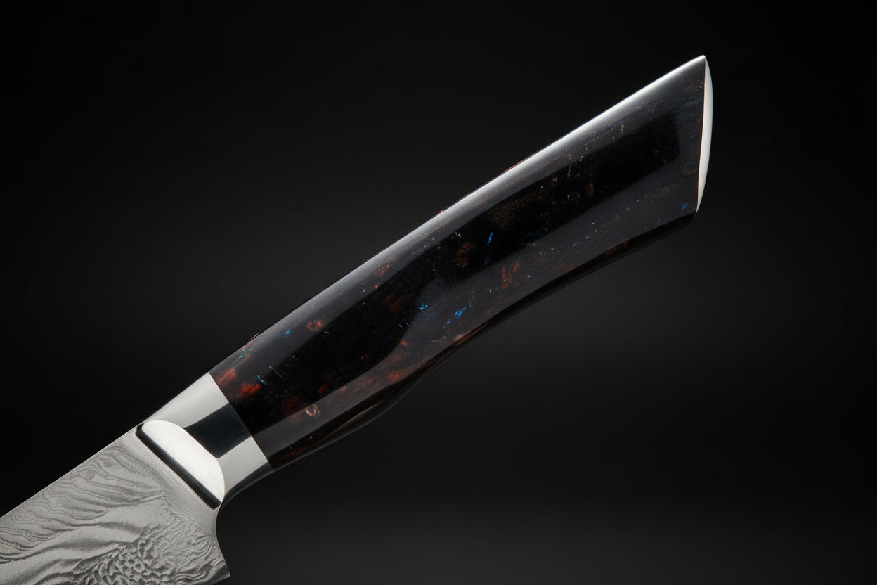 Couteau Japonais Honesuki Akita | Couteau de Cuisine Japonais Damas 67 Couches | Ultra-Tranchant