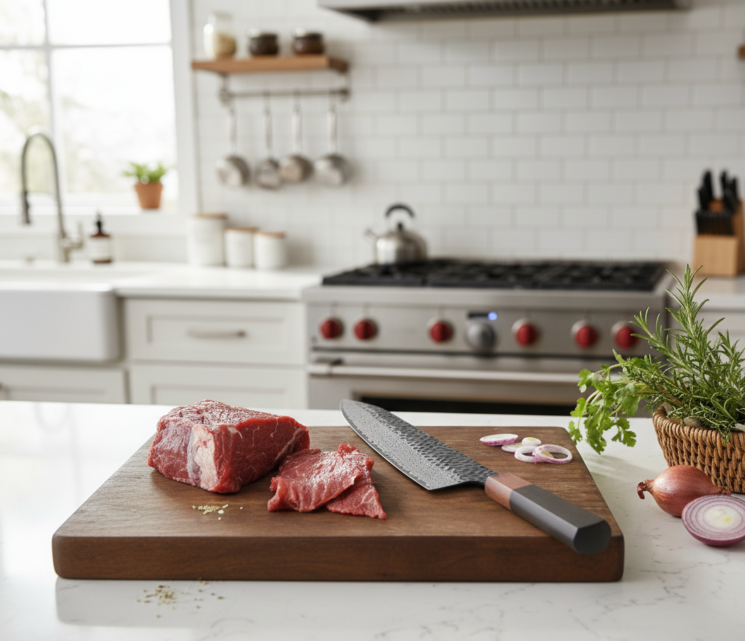 Couteau Japonais Santoku Damas 67 Couches Kensei Kaizen™ - Manche Noir