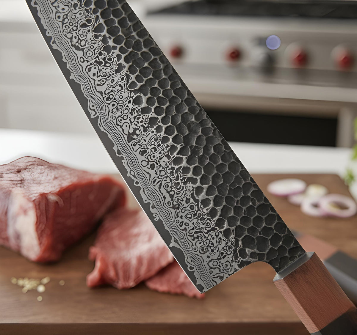Couteau Japonais Santoku Damas 67 Couches Kensei Kaizen™ - Manche Noir