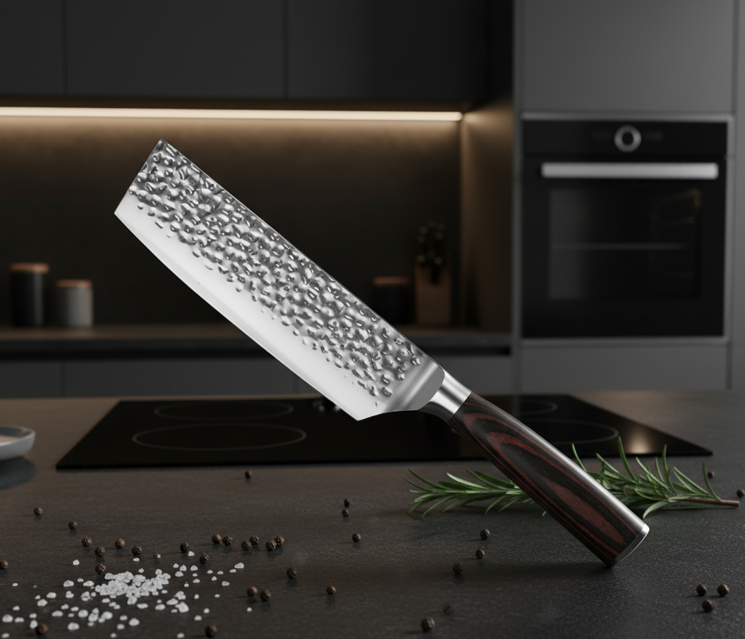 Ensemble Couteaux Martelés Kensei Kaizen™ Kinzoku Set + Support Magnétique en Acacia