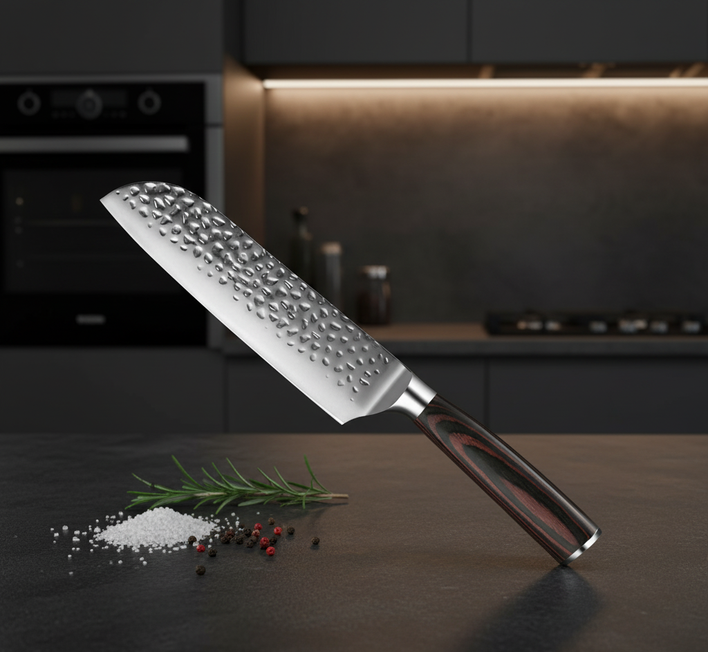Ensemble Couteaux Martelés Kensei Kaizen™ Kinzoku Set + Support Magnétique en Acacia