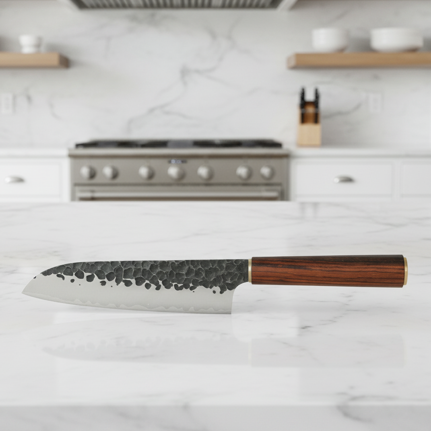 Couteau Japonais Santoku VG10 Kensei Kaizen™  Lame Martelée 18 cm