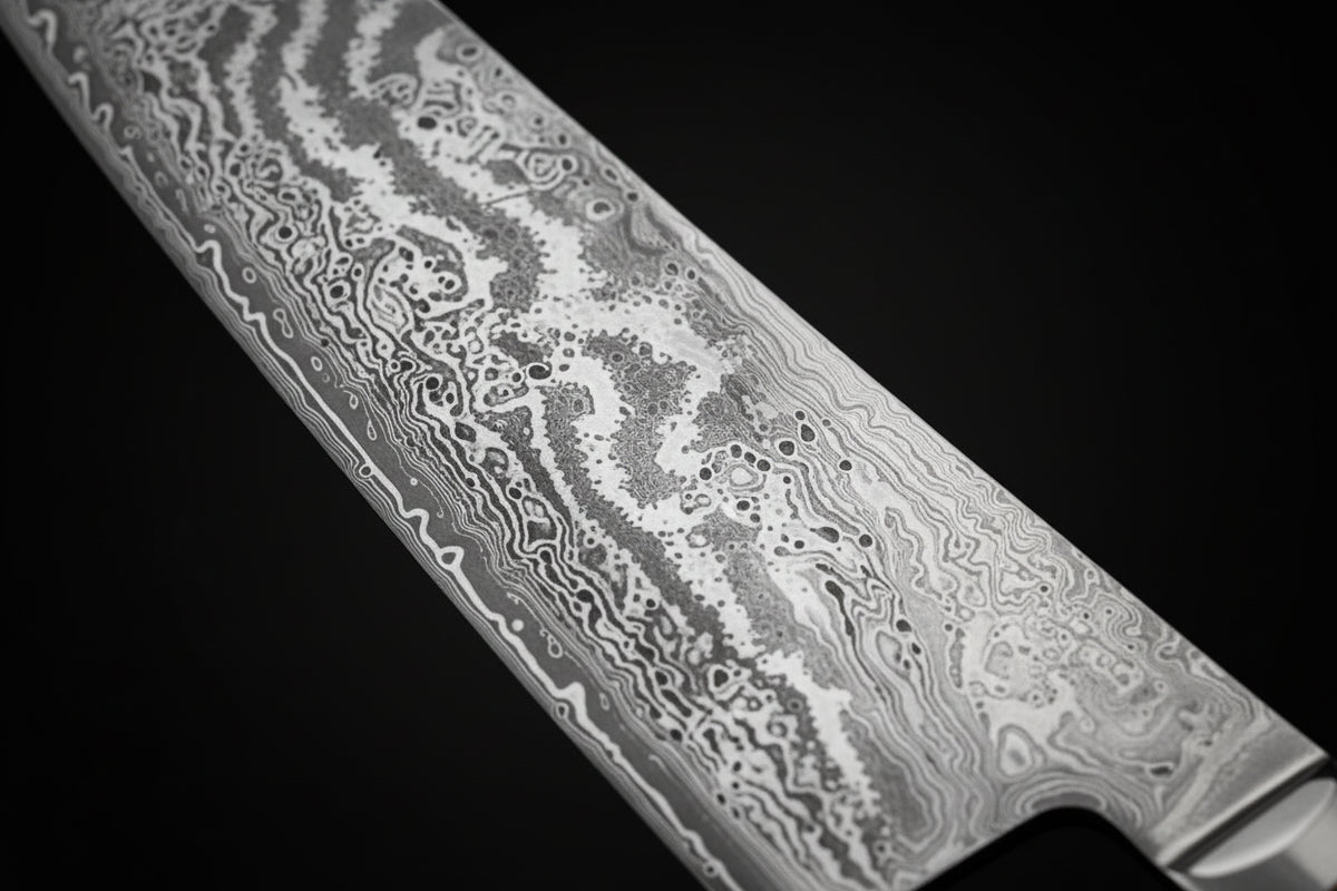 Couteau Japonais Kiritsuke 25 cm Matsu | Couteau de Cuisine Japonais Damas 67 Couches | Ultra-Tranchant