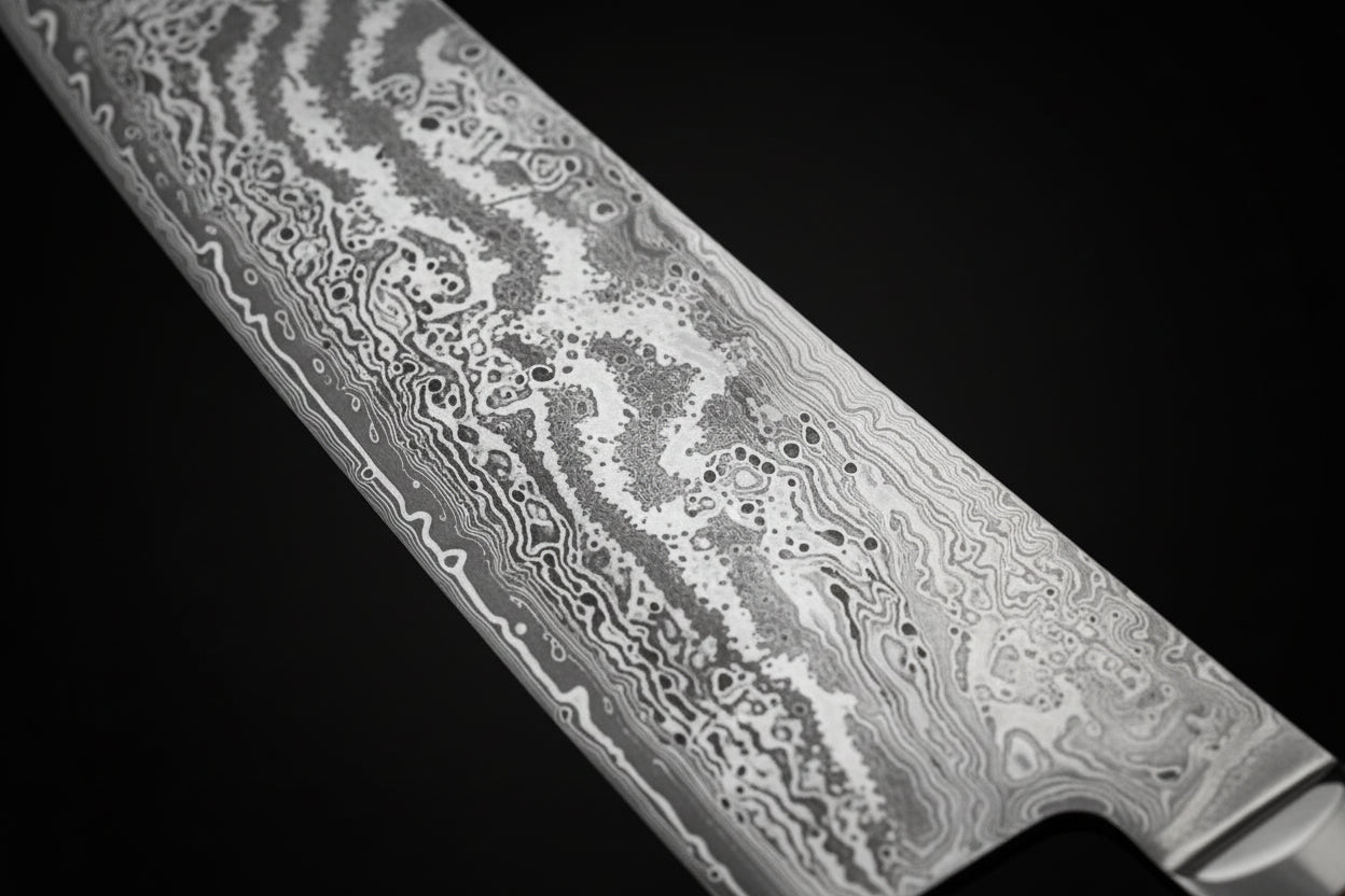 Couteau Japonais Kiritsuke 25 cm Matsu | Couteau de Cuisine Japonais Damas 67 Couches | Ultra-Tranchant