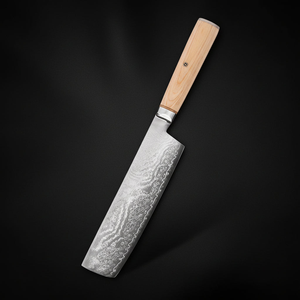 Couteau Japonais Nakiri Matsu | Couteau de Cuisine Japonais Damas 67 Couches | Coupe Précise