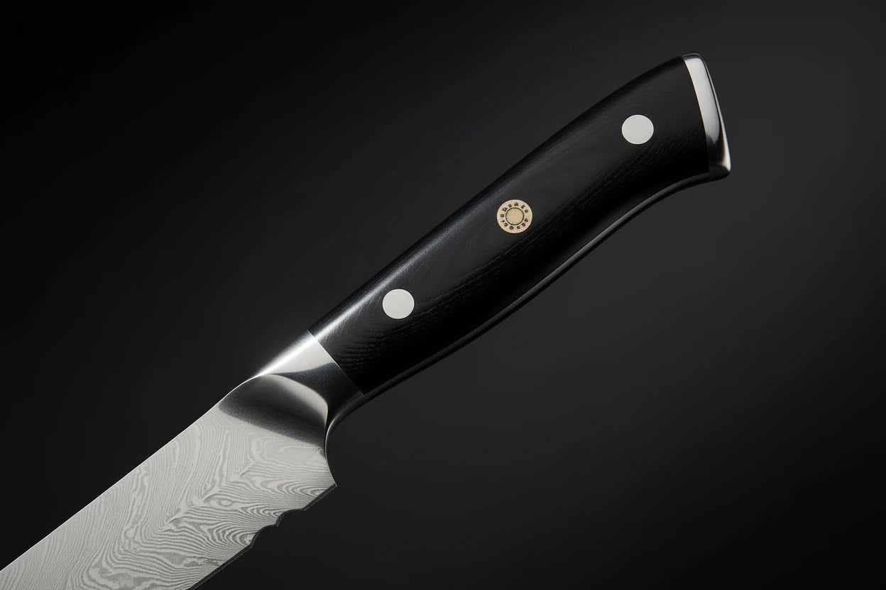 Couteau à Pain Kimoya | Couteau de Cuisine Damas 67 Couches | Coupe Précise