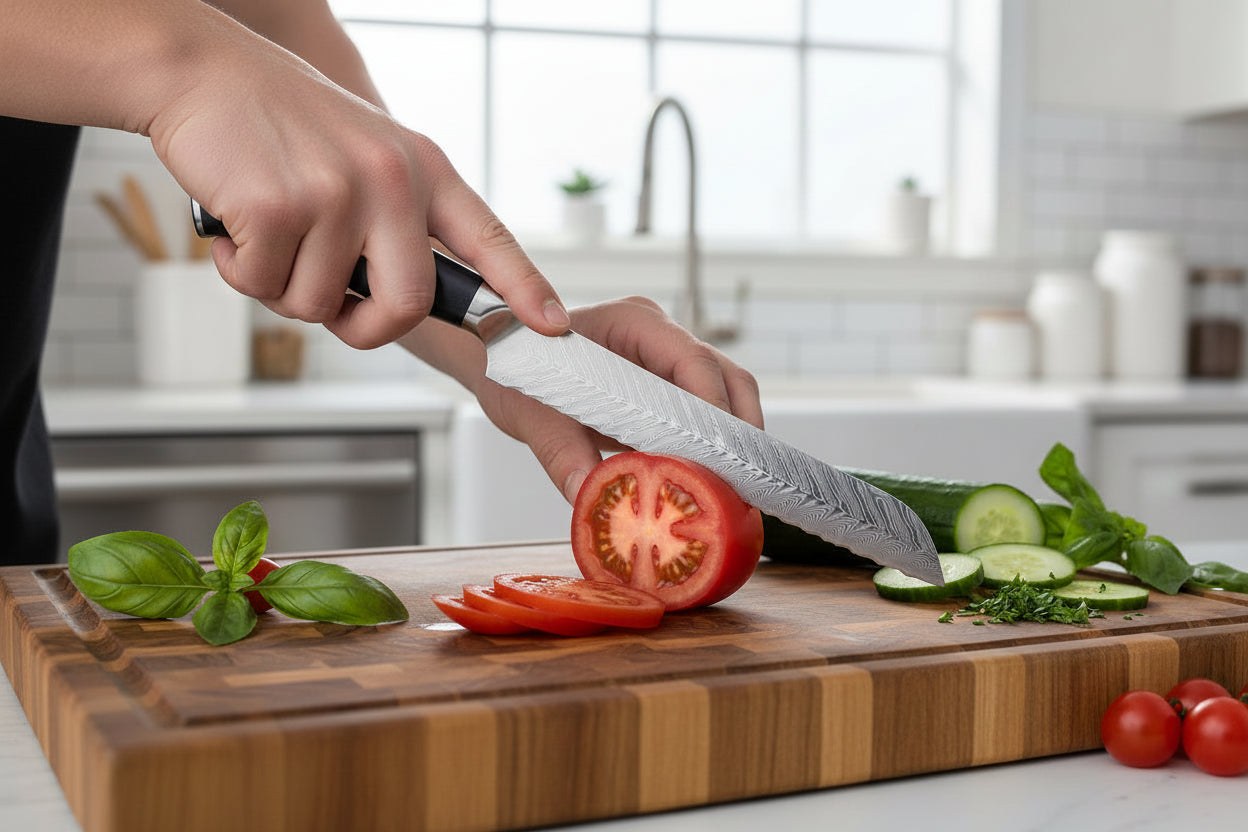 Couteau à Pain Kimoya | Couteau de Cuisine Damas 67 Couches | Coupe Précise