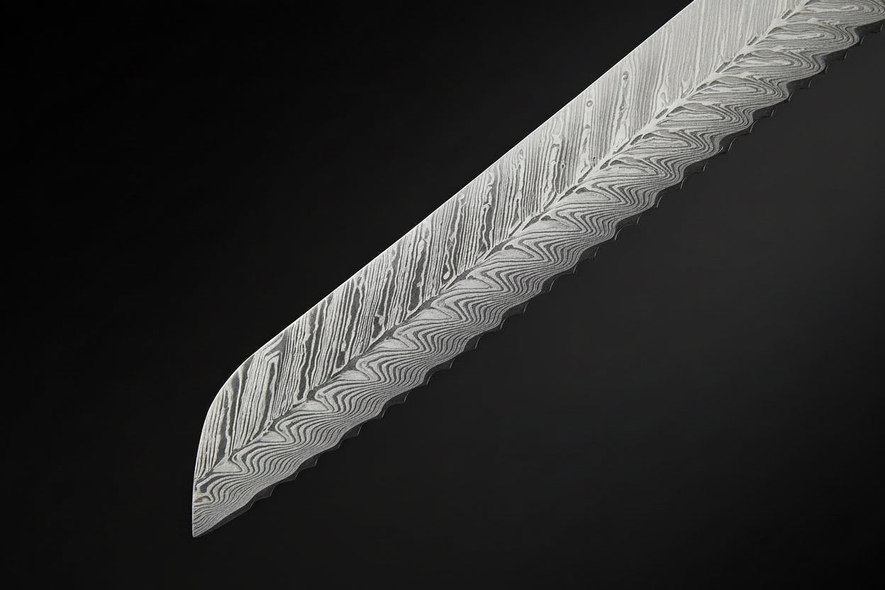 Couteau à Pain Kimoya | Couteau de Cuisine Damas 67 Couches | Coupe Précise