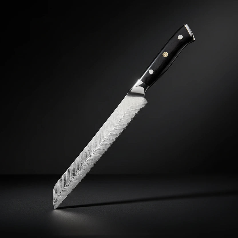 Couteau à Pain Kimoya | Couteau de Cuisine Damas 67 Couches | Coupe Précise