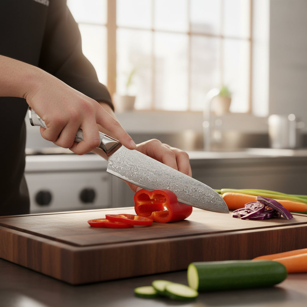 Couteau Japonais Santoku Akashi | Couteau de Cuisine Japonais Polyvalent | Kensei Kaizen™