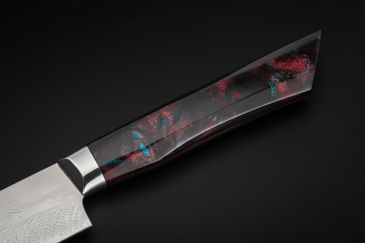 Couteau Japonais Santoku Akita | Couteau de Cuisine Japonais Damas 67 Couches | Ultra-Tranchant