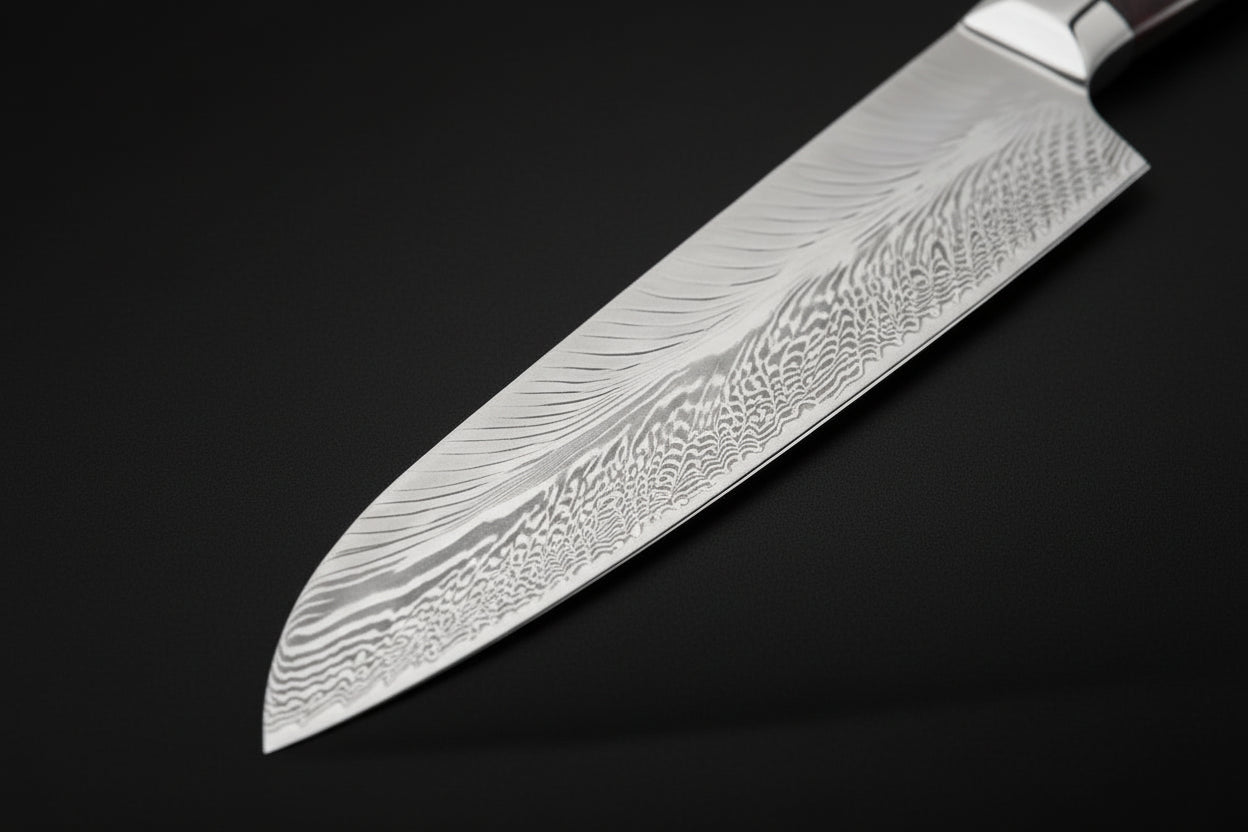 Couteau Japonais Kiritsuke Akita | Couteau de Cuisine Japonais Damas 67 Couches | Ultra-Tranchant