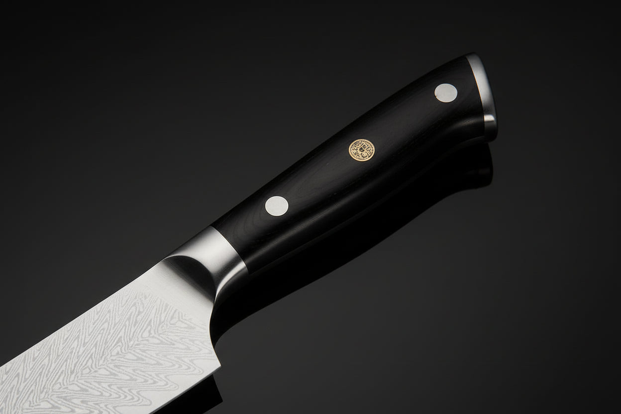 Couteau Japonais Santoku Kimoya | Couteau de Cuisine Japonais Damas 67 Couches | Ultra-Tranchant
