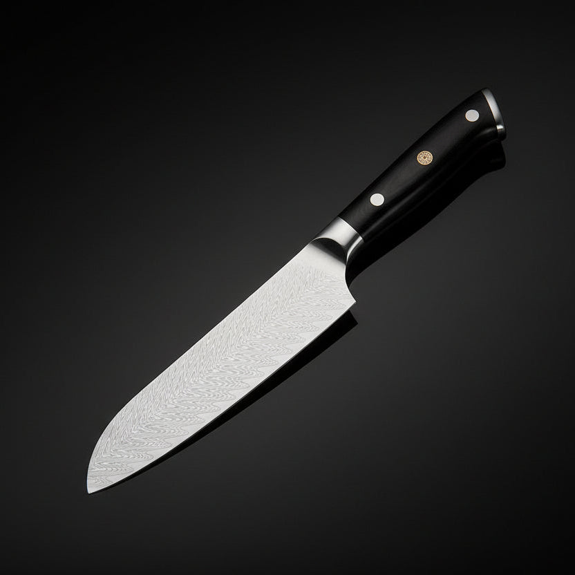 Couteau Japonais Santoku Kimoya | Couteau de Cuisine Japonais Damas 67 Couches | Ultra-Tranchant