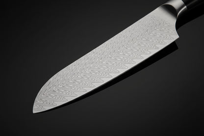 Couteau Japonais Santoku Kimoya | Couteau de Cuisine Japonais Damas 67 Couches | Ultra-Tranchant