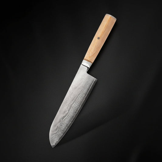 Couteau Japonais Santoku Matsu | Couteau de Cuisine Japonais Damas 67 Couches | Ultra-Tranchant