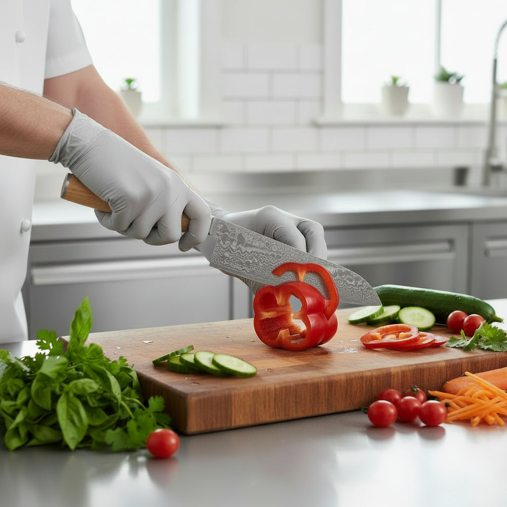 Couteau Japonais Santoku Matsu | Couteau de Cuisine Japonais Damas 67 Couches | Ultra-Tranchant