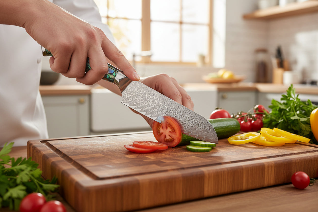 Couteau Japonais Santoku Nagasaki | Couteau de Cuisine Japonais Polyvalent | Kensei Kaizen™