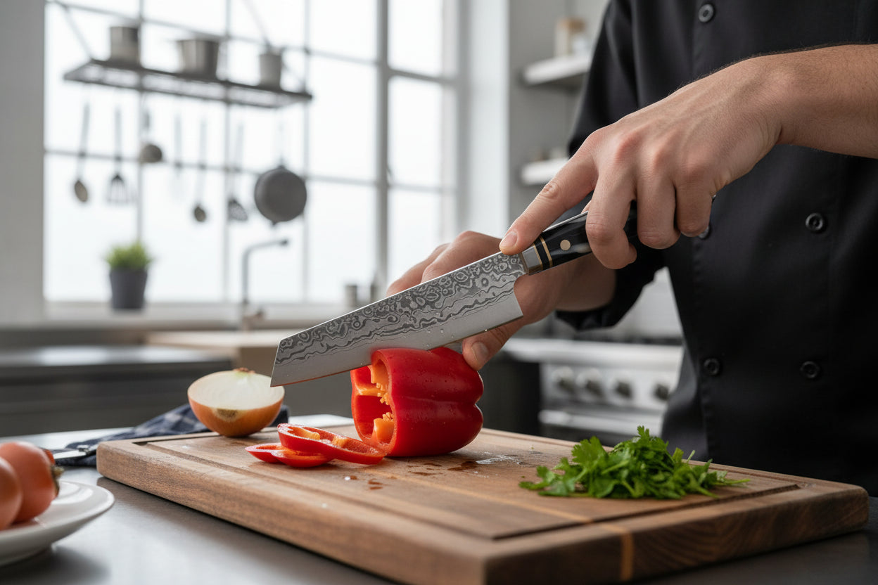 Couteau Japonais Santoku Nagoya | Couteau de Cuisine Japonais Polyvalent | Kensei Kaizen™