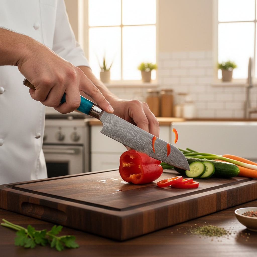 Couteau Japonais Santoku Niigata | Couteau de Cuisine Japonais Polyvalent | Kensei Kaizen™