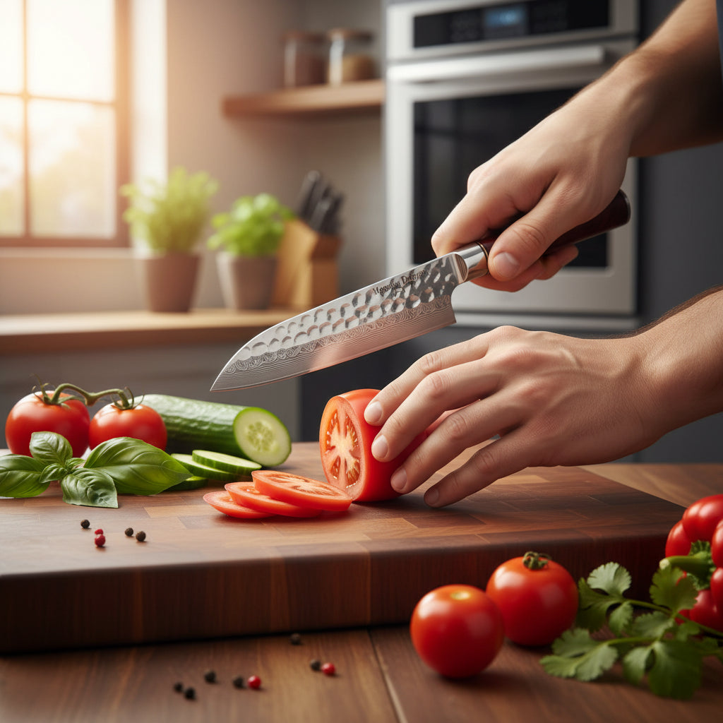 Couteau Japonais Santoku Sakoma | Couteau de Cuisine Japonais Polyvalent | Kensei Kaizen™