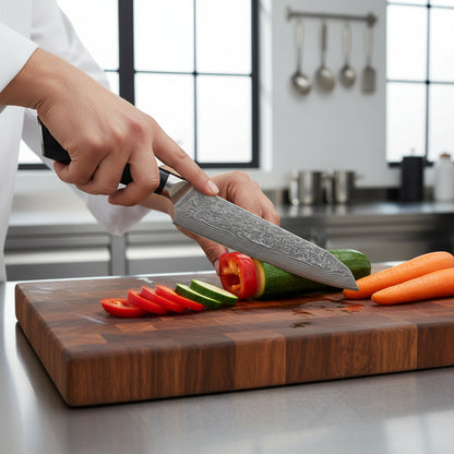 Couteau Japonais Santoku Yoko | Couteau de Cuisine Japonais Polyvalent | Kensei