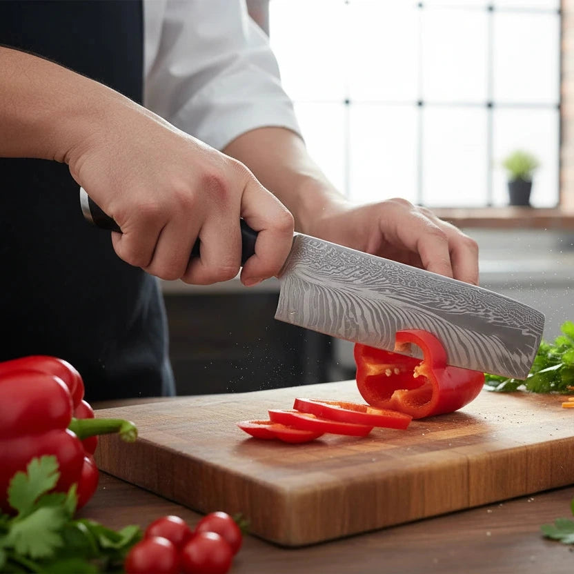 Set de 5 Couteaux Japonais Akita | Couteaux de Cuisine Japonais Damas | Collection Premium